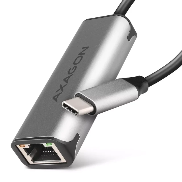 AXAGON Мрежови адаптер AXAGON ADE-25RC, от USB-C(м) към 1x 10/100/1000/2500 RJ45, сив